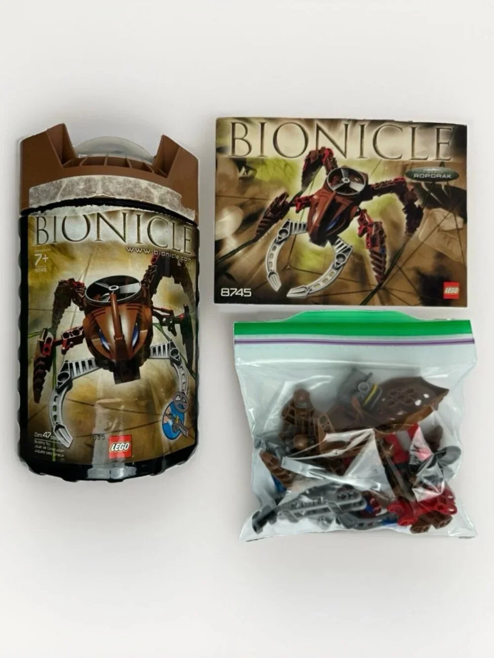 🕷️ LEGO BIONICLE Visorak Complete Lot of 3 (8742, 8743, 8745) Canisters &Manual
